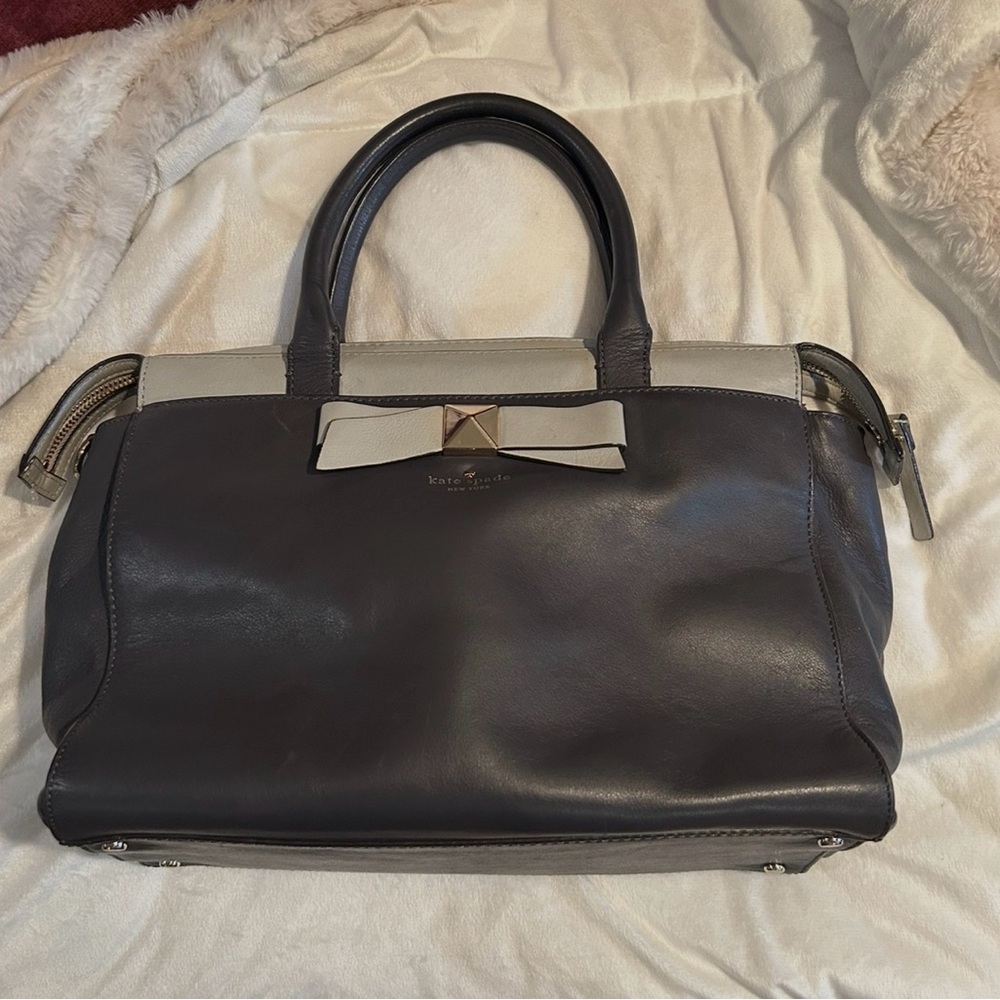 Kate Spade Black and Gray Satchel with Bow Accent